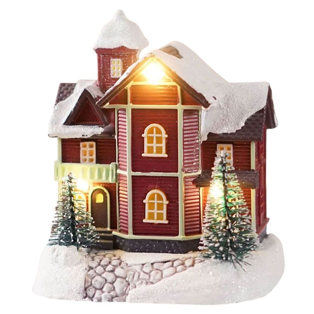 Cenario Natalino Natal Luz LED Vila Arvore Neve Enfeite Estante Mesa Decoraçao Celebraçao Festa Fim de Ano
