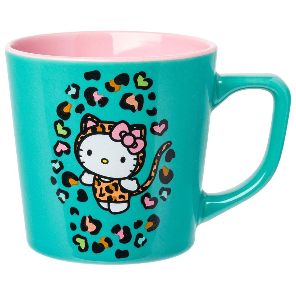 Caneca prateada Buffalo Hello Kitty Jungle Leopard 500 ml de cerâmica