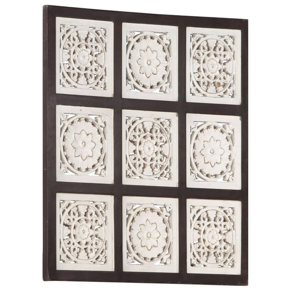 Painel de parede vidaXL Marrom/Branco em MDF esculpido à mão 60x60x1.5cm