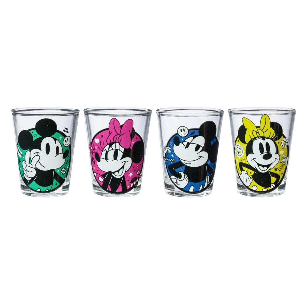 Mini conjunto de vidros Silver Buffalo Mickey & Minnie 45 ml 4 unidades