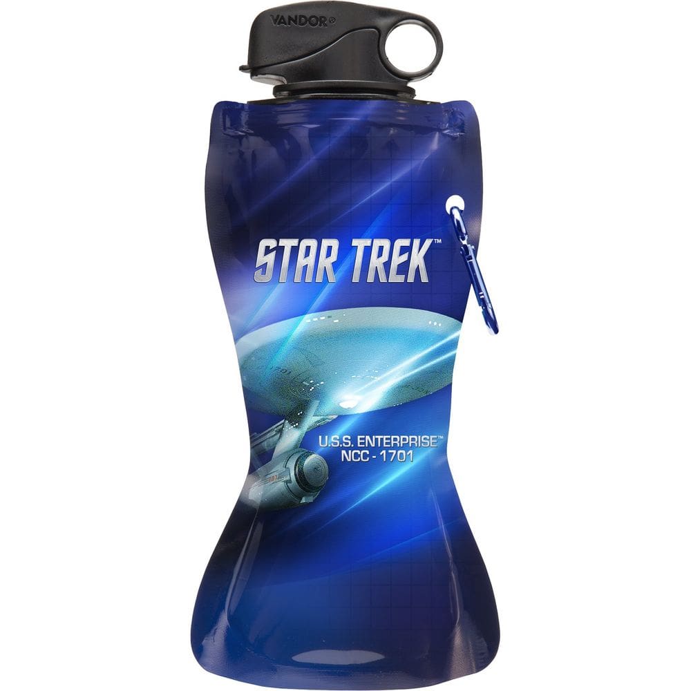 Garrafa de água Vandor Star Trek dobrável 700ml azul branca
