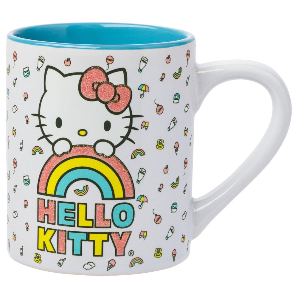 Caneca Prateada Buffalo Sanrio Hello Kitty Rainbow 400ml