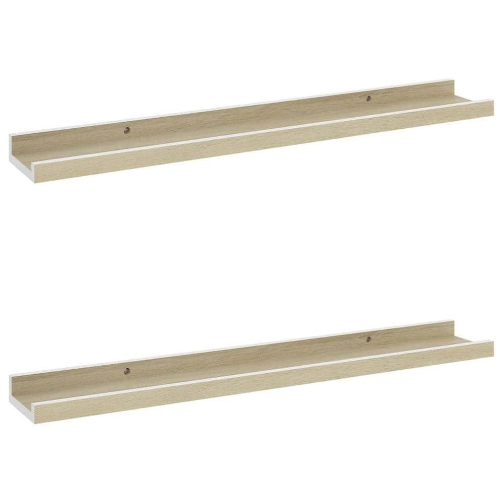 Prateleiras de parede VidaXL White/Sonoma Oak 60x9x3cm MDF 2 peças
