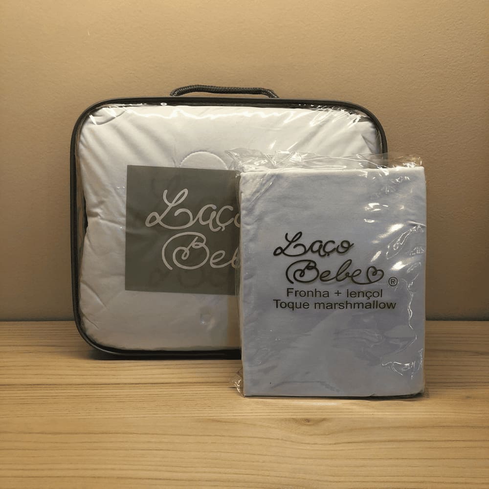 Kit Marshmallow Branco - Edredom + Jogo de Lençol e Fronha - Laço Bebê