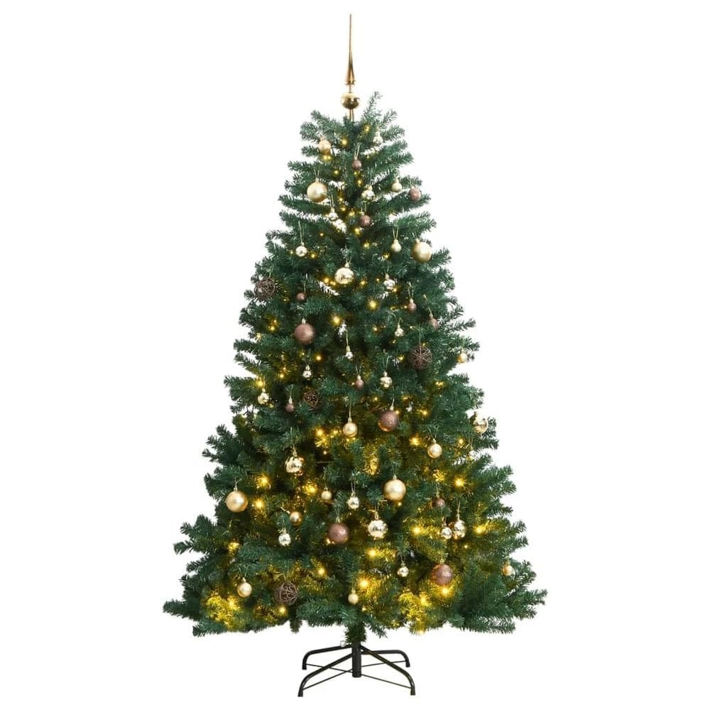 Árvore de Natal artificial vidaXL 70,9 polegadas com 300 luzes LED e bolas
