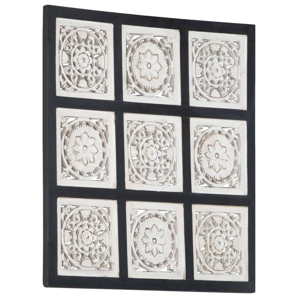 Painel de parede vidaXL MDF esculpido à mão 60x60x1,5cm preto e branco