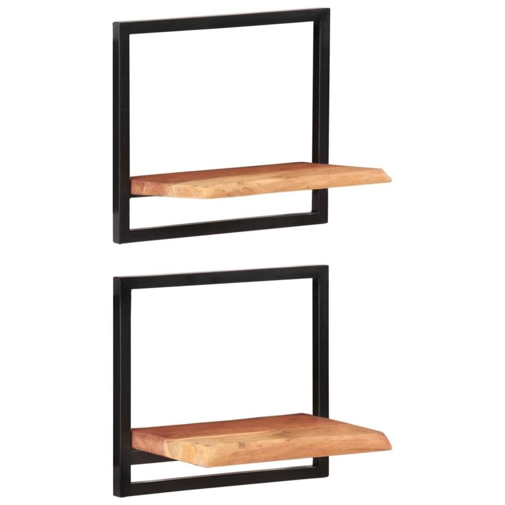 Prateleiras de parede VidaXL Madeira maciça de acácia e aço 40x24x35cm 2 unidades