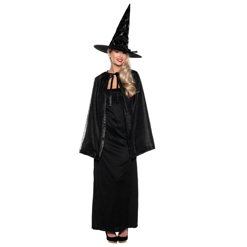 Conjunto de fantasias, capa e chapéu de bruxa preta para adultos da UNDERWRAPS
