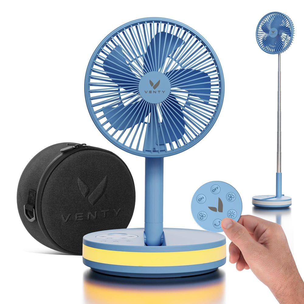 Ventilador portátil VENTY Wireless Bateria de 4 velocidades com LED azul