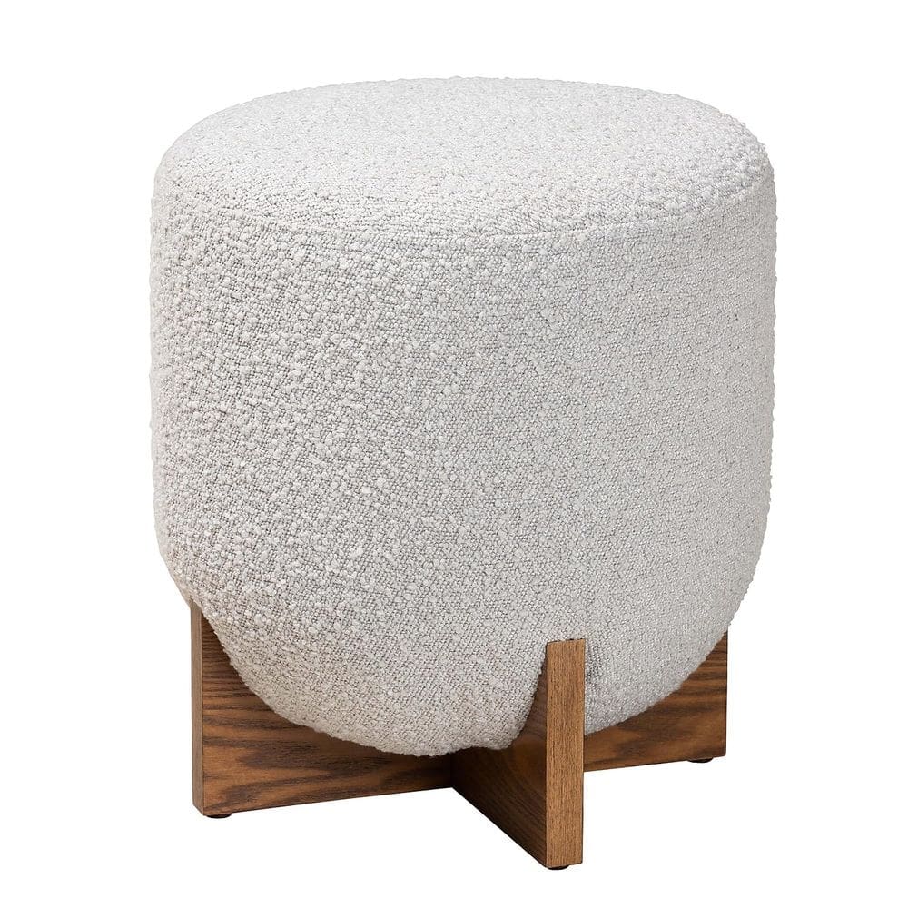 Espreguiçadeira otomana Baxton Studio Fisk Japandi Cinza Claro Boucle