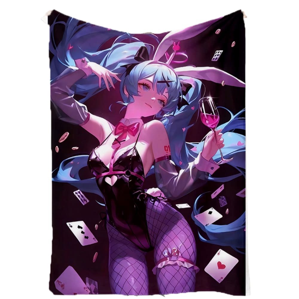 Cobertor SANMU Flannel Halloween Pattern Hatsune Miku Bunny Girl