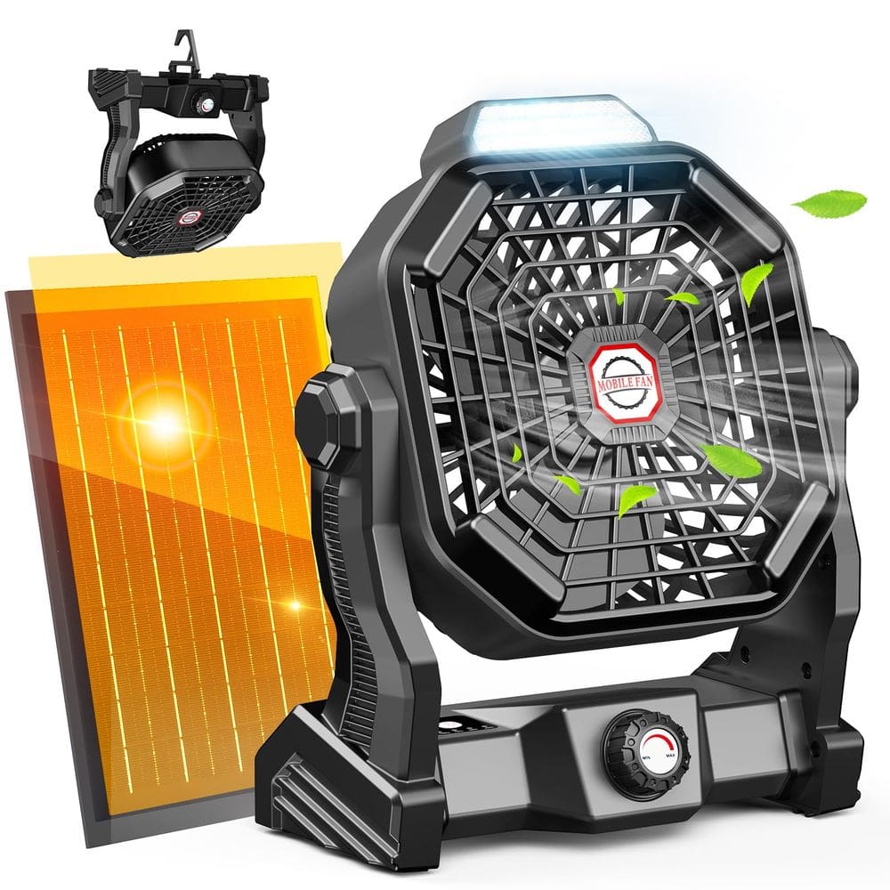 Ventilador de acampamento solar Drchop 20000mAh com painel solar 10W