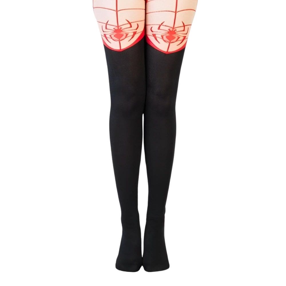 Meias de fantasia transparentes Spider-Man para mulheres Bioworld