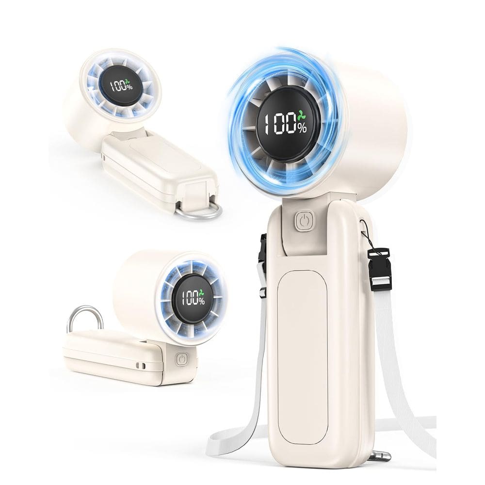 Ventilador Eoboya 4 em 1 Portátil Turbo Portátil de 6 Velocidades 5000mAh Bege
