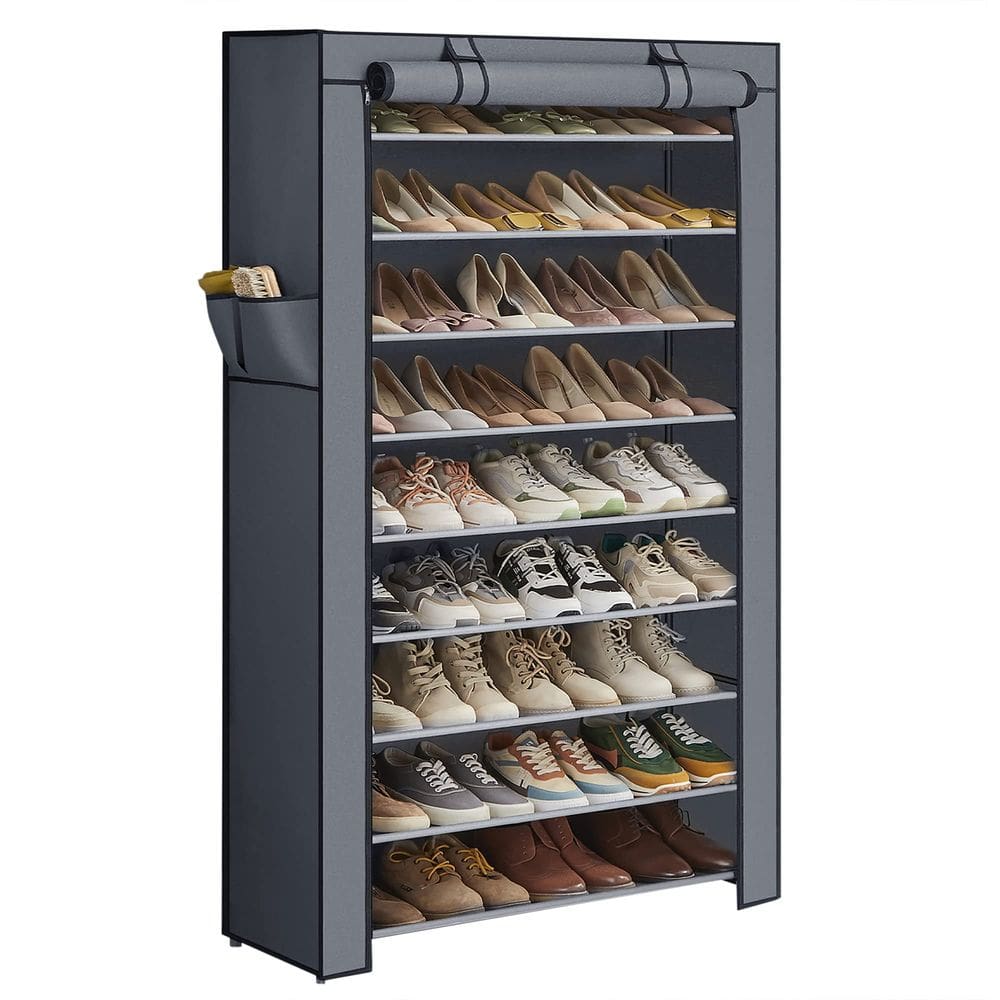 Sapateira SONGMICS de 9 níveis para 40-50 pares com capa de tecido cinza