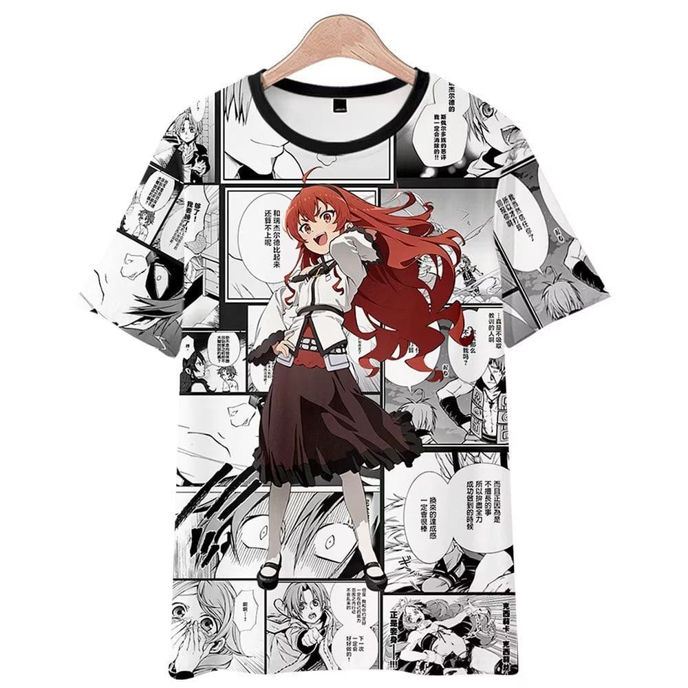 T-shirt anime Mushoku Tensei COS em torno de impressão 10D su