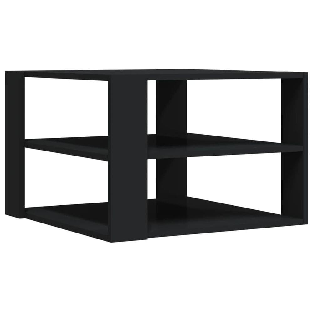 Mesa de café vidaXL preta de 3 camadas, prateleira aberta, madeira projetada