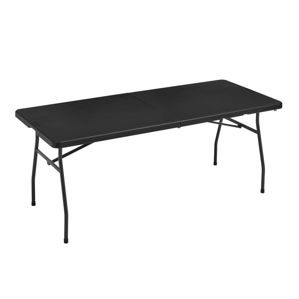 Mesa dobrável Amazon Basics de 6 pés com alça de transporte preta