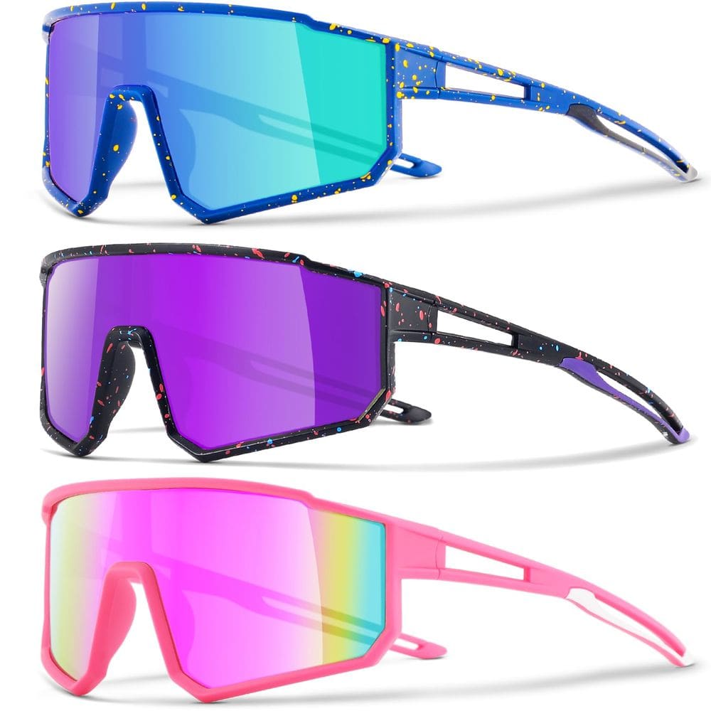 Óculos de sol CMBJJU Kids Baseball Cycling 6-14 UV400, pacote com 3