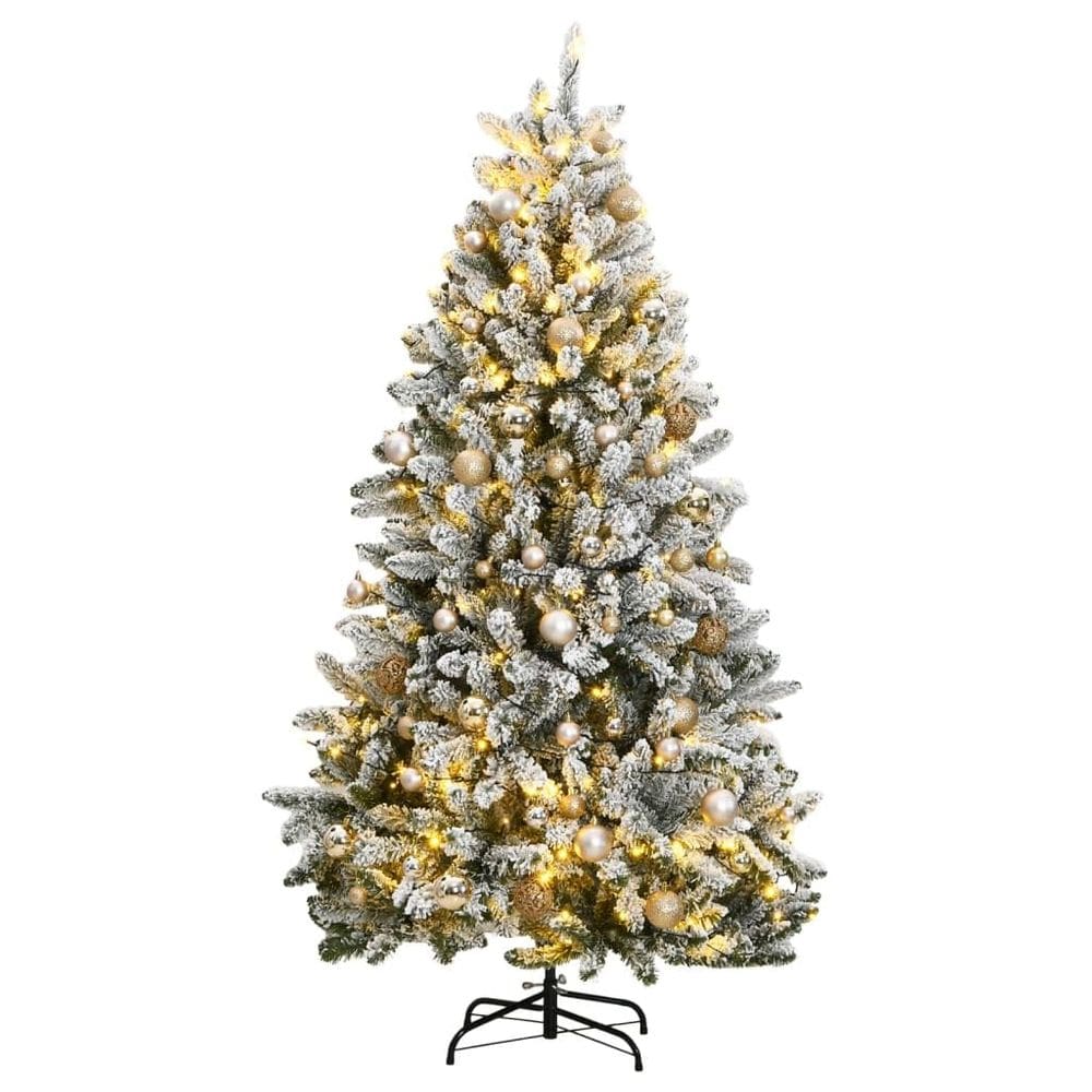 Árvore de Natal vidaXL 82,7 polegadas com 300 LEDs de PVC com suporte