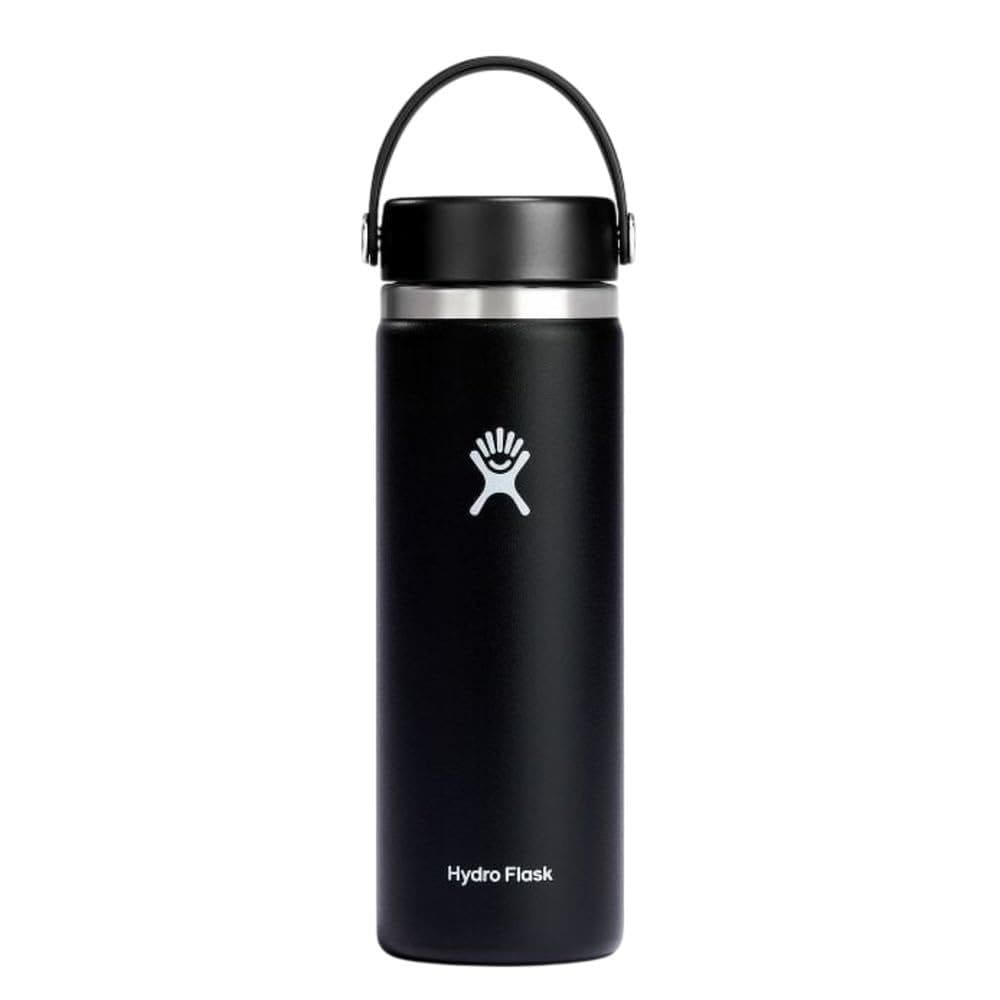 Garrafa de água Hydro Flask Wide Flex Cap preta 600mL