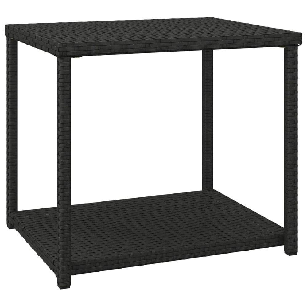 Mesa lateral vidaXL Durable Black Poly Rattan com design de 2 camadas