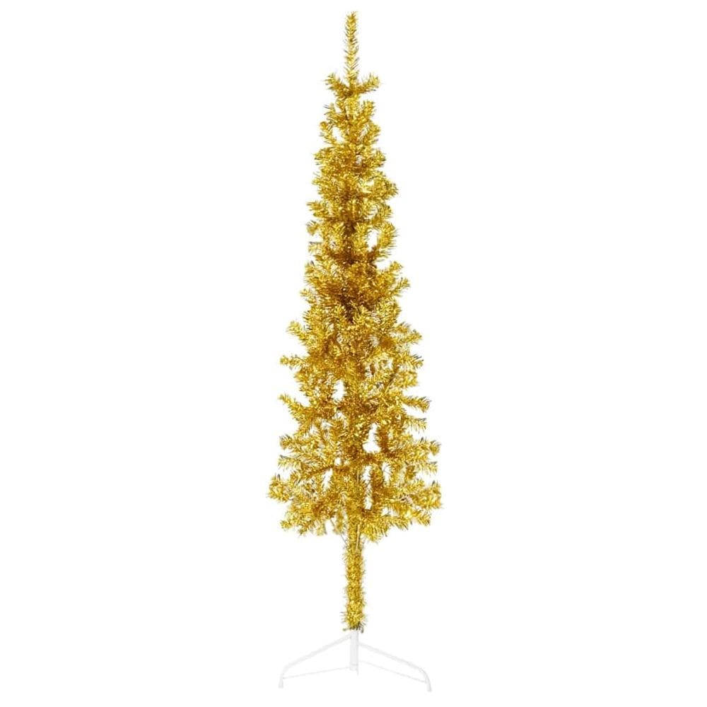 Árvore de Natal vidaXL Slim Artificial Half Gold 4 pés de altura