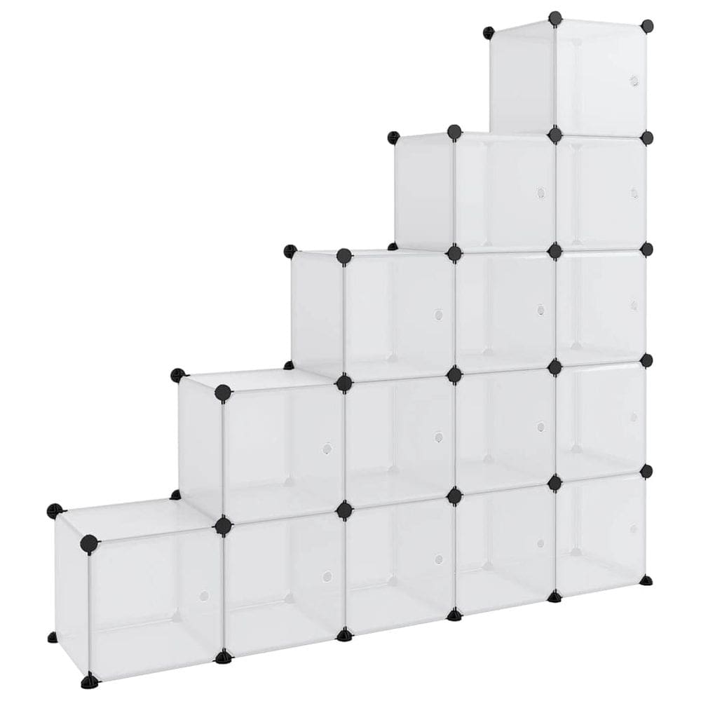 Organizador de cubos de armazenamento vidaXL transparente/branco 15 cubos