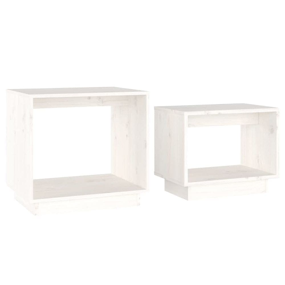 Conjunto de mesa de café vidaXL Nesting Table 2 em madeira maciça branca