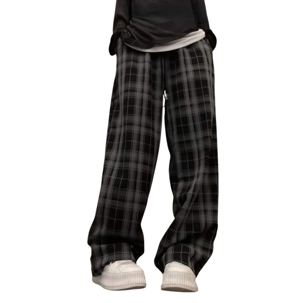 Calças de lounge GGOOB Grunge Vintage Xadrez de Poliéster (Grey2)