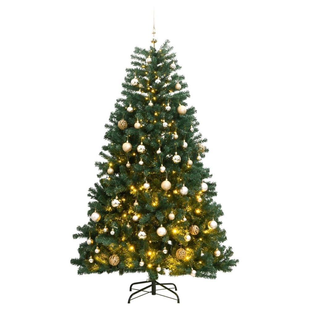 Árvore de Natal vidaXL Green Artificial 2,1 m com luz LED