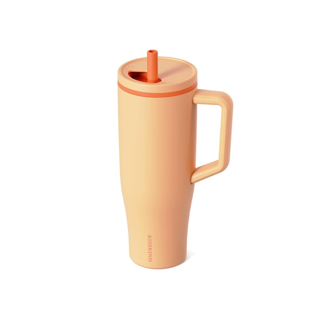 Copo KISSKIND 1183ml com alça, palha e tampa de aço inoxidável
