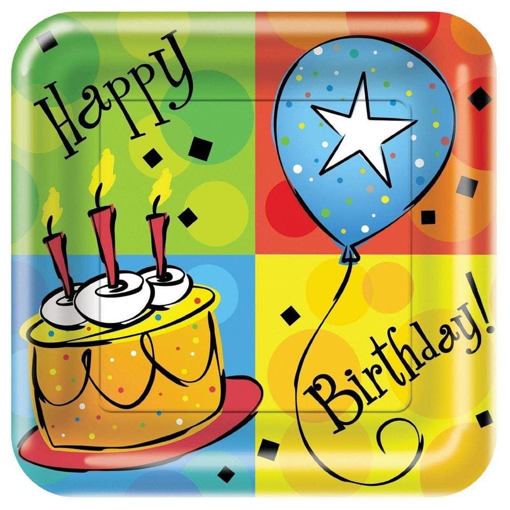 Pratos de jantar Creative Converting Cake Celebration 23 cm 8 quilates