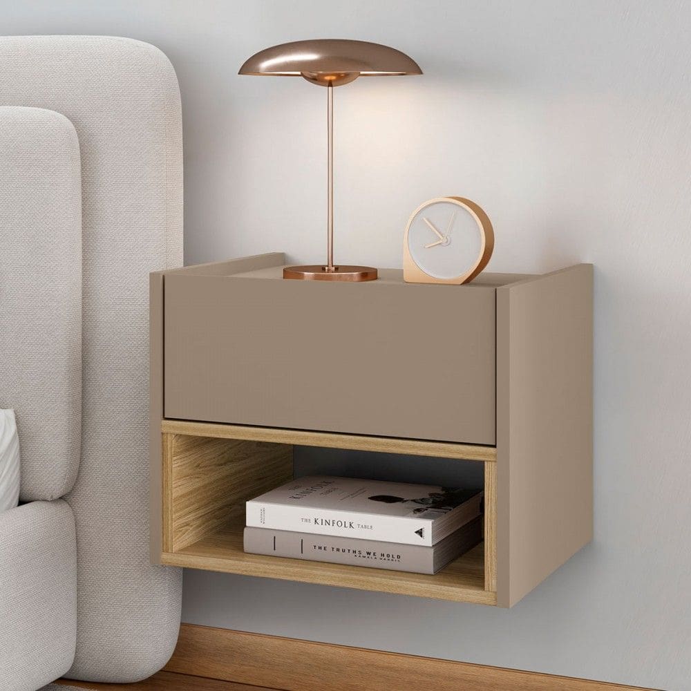 Mesa de Cabeceira Autentic 1 Gaveta Marrom Claro/Hannover - Pnr Móveis