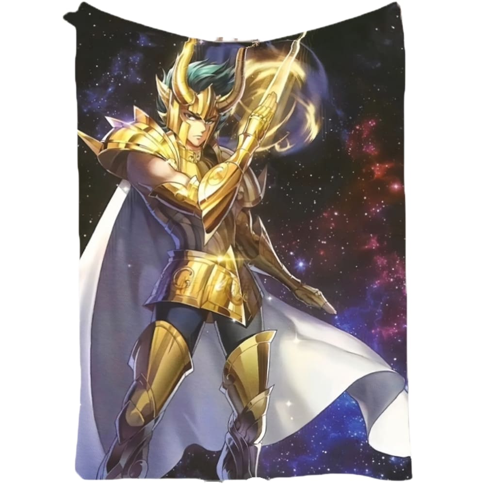 Manta SANMUU de flanela macia Saint Seiya dourada Taurus Print