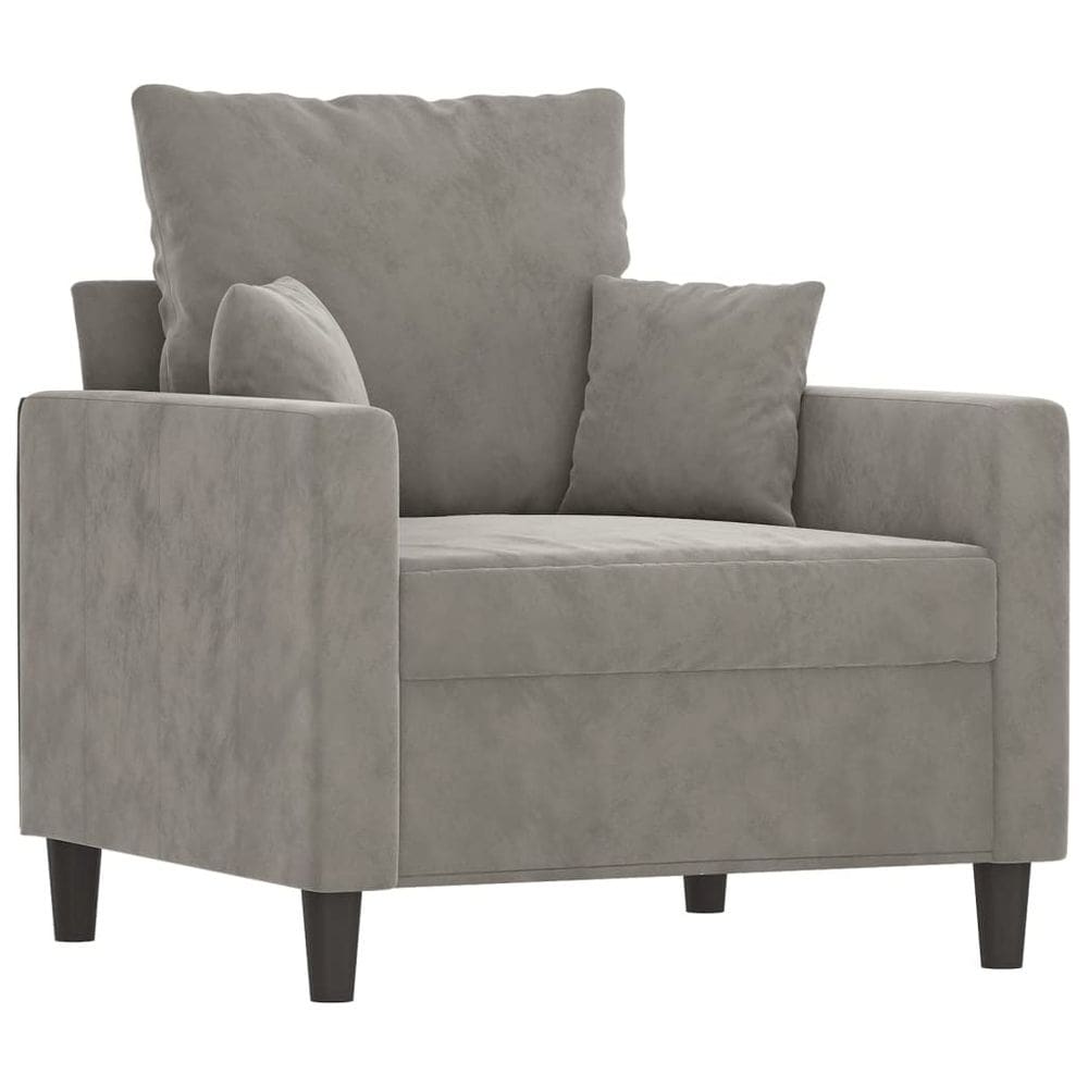 Cadeira de sofá vidaXL, cinza claro, veludo, design ergonômico moderno