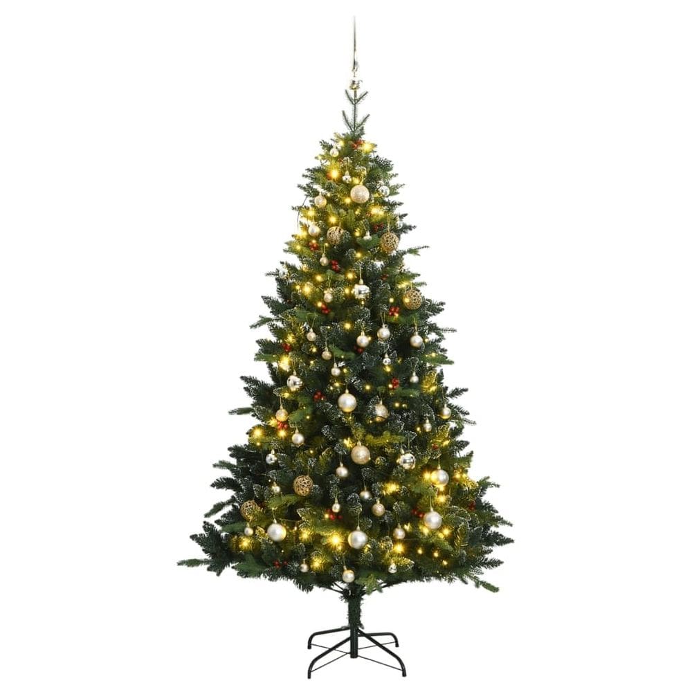 Árvore de Natal artificial com dobradiças vidaXL 210 cm com 300 LEDs