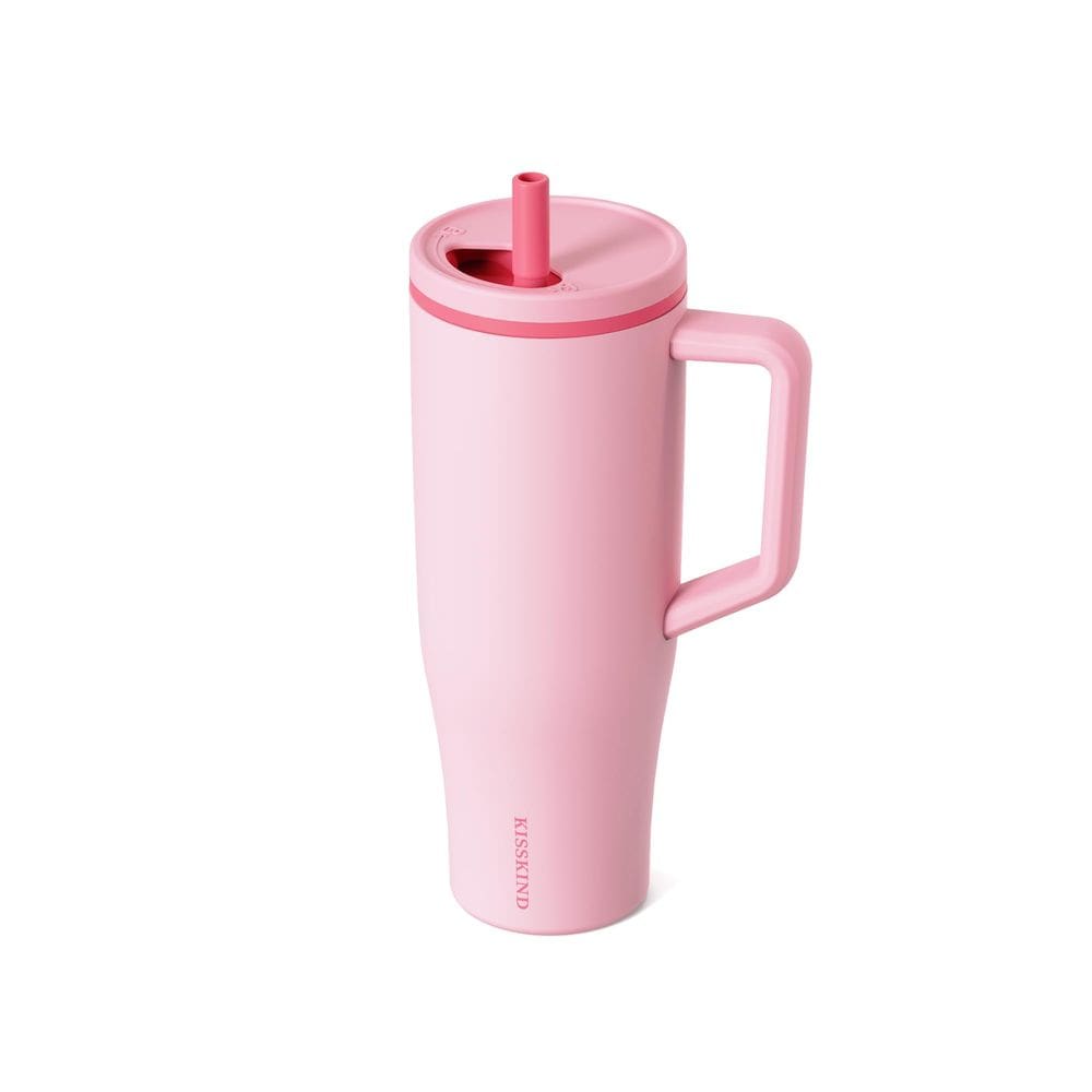 Copo KISSKIND 1183ml com alça, palha e tampa de aço inoxidável