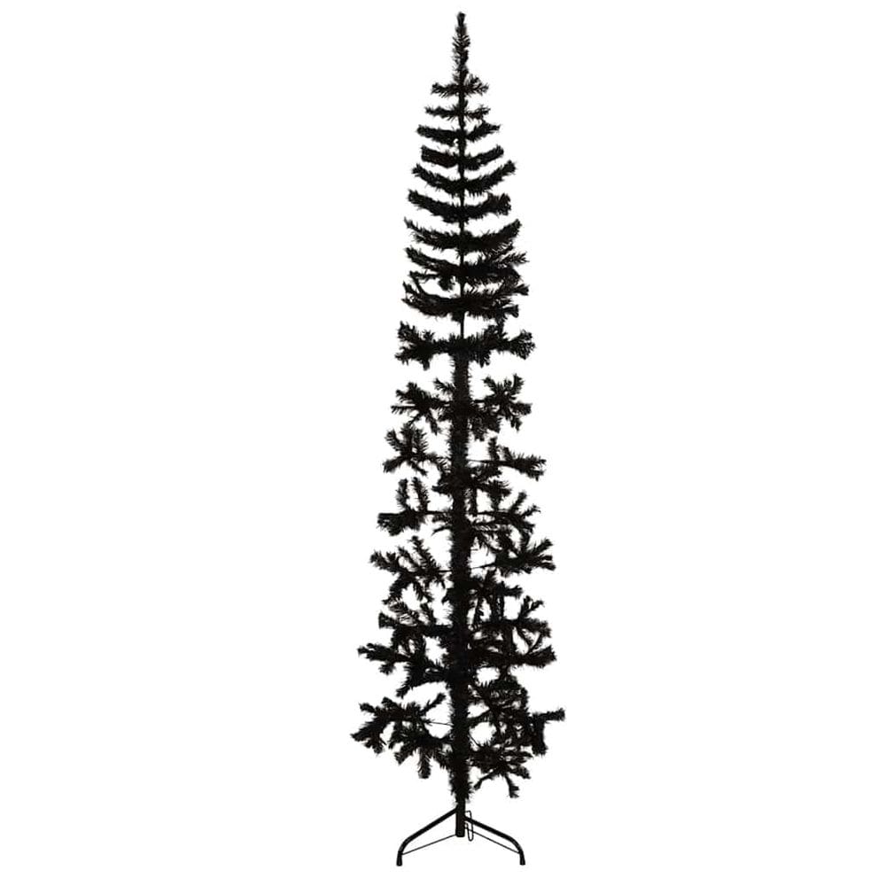 Árvore de Natal vidaXL Slim Artificial Meia 6 pés de PVC preto