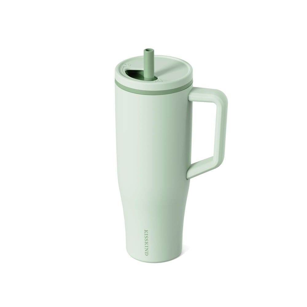 Copo KISSKIND 1183ml com alça, palha e tampa de aço inoxidável