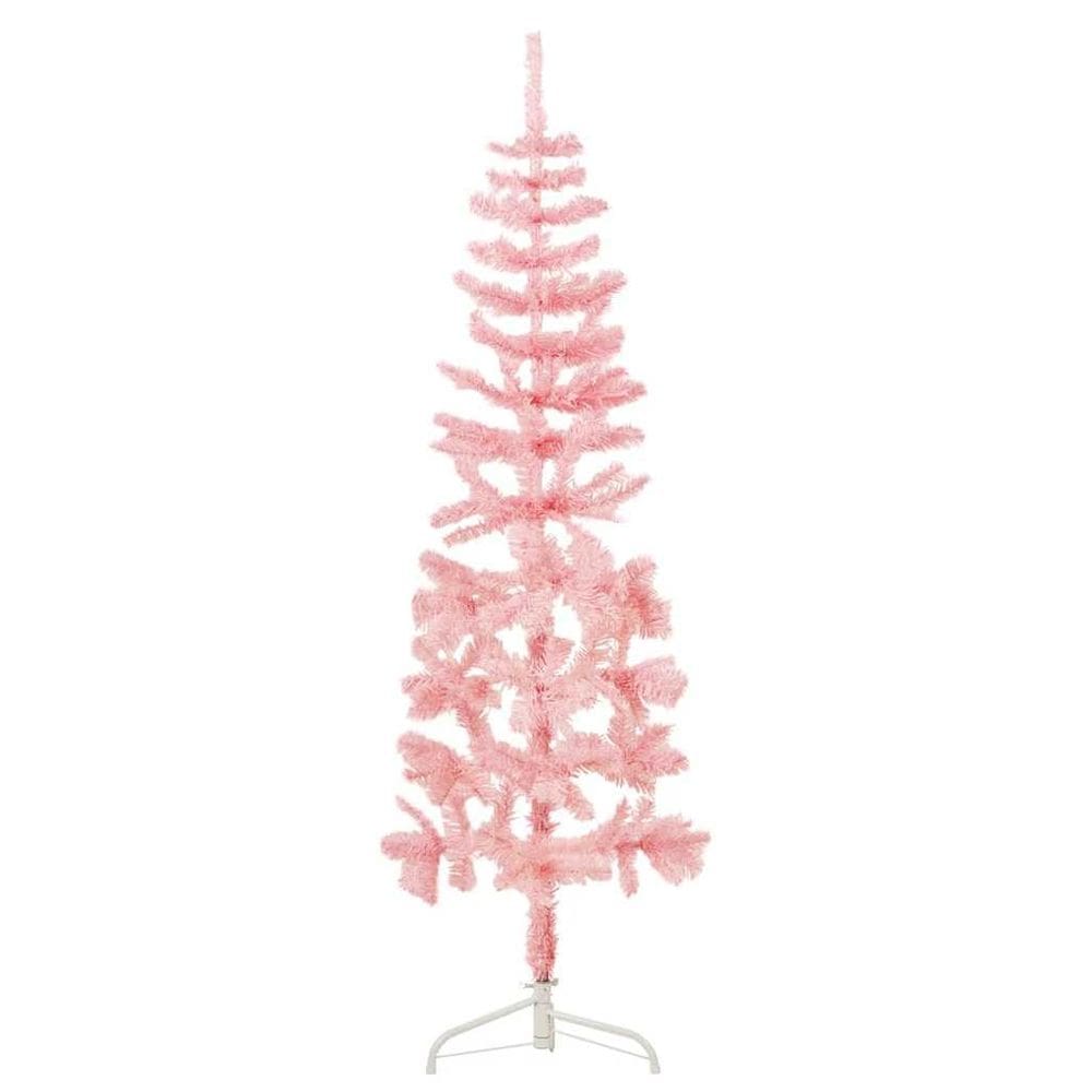 Árvore de Natal vidaXL Slim Artificial Half 6 pés rosa com suporte