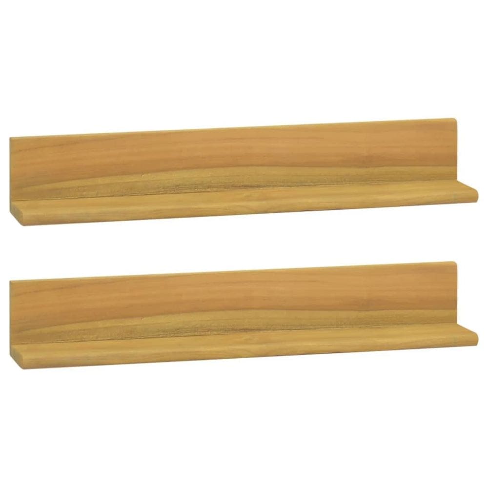 Prateleiras de parede VidaXL, madeira maciça de teca, conjunto de 2, 60x10x10cm