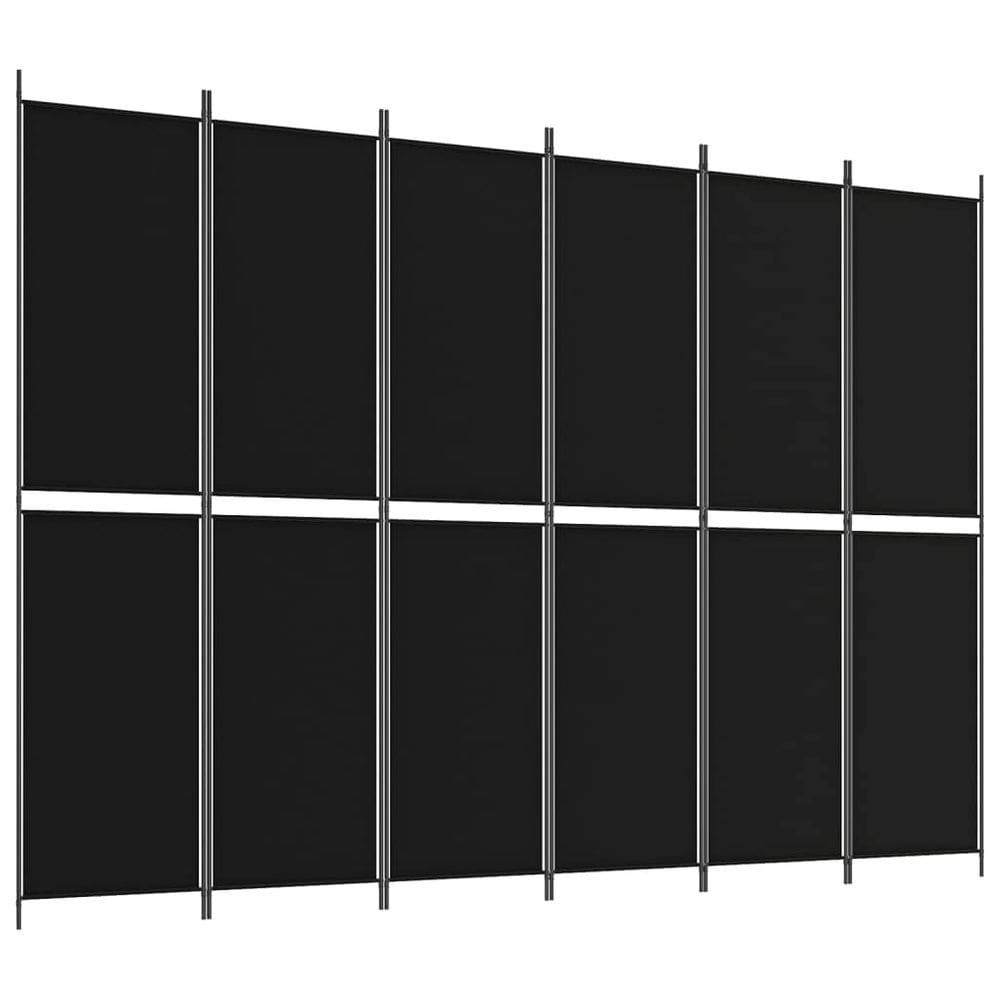 Divisória de quarto VidaXL em tecido preto de 6 painéis 118,1 x 86,6 cm