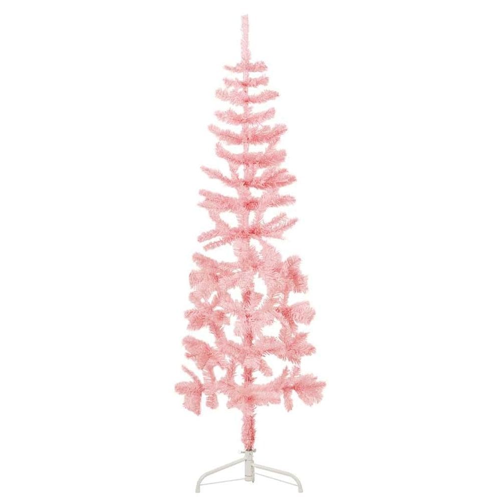 Árvore de Natal vidaXL Slim Half 1,5 m de PVC rosa com suporte