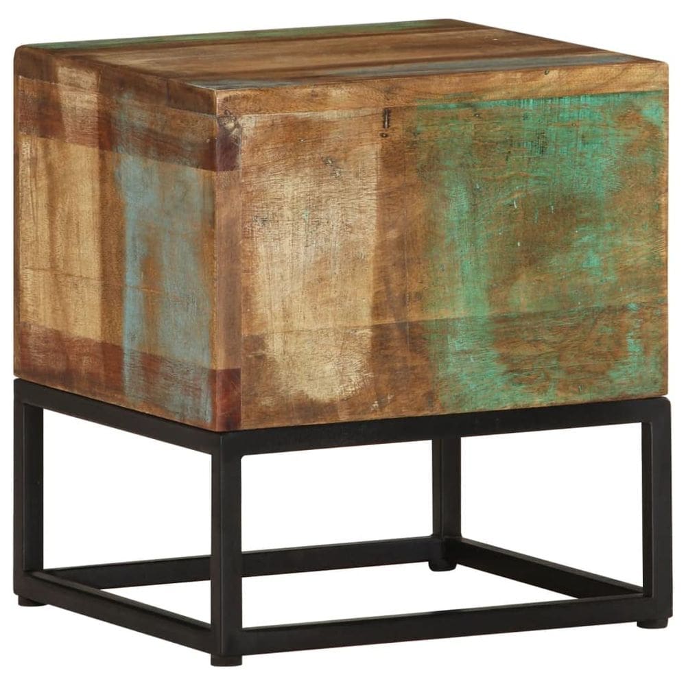 Mesa lateral vidaXL de madeira maciça recuperada 30x30x33 cm com pernas de ferro