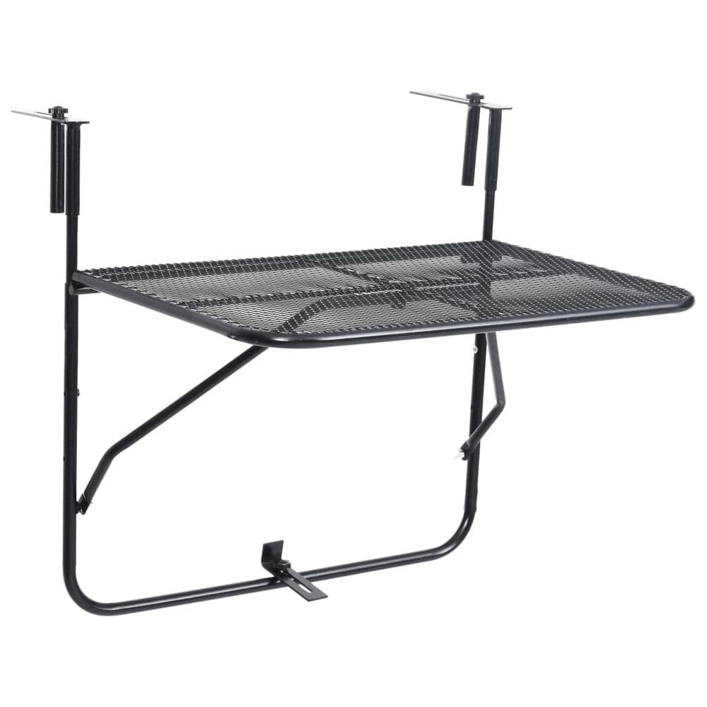 Mesa de varanda vidaXL em aço durável resistente às intempéries preta