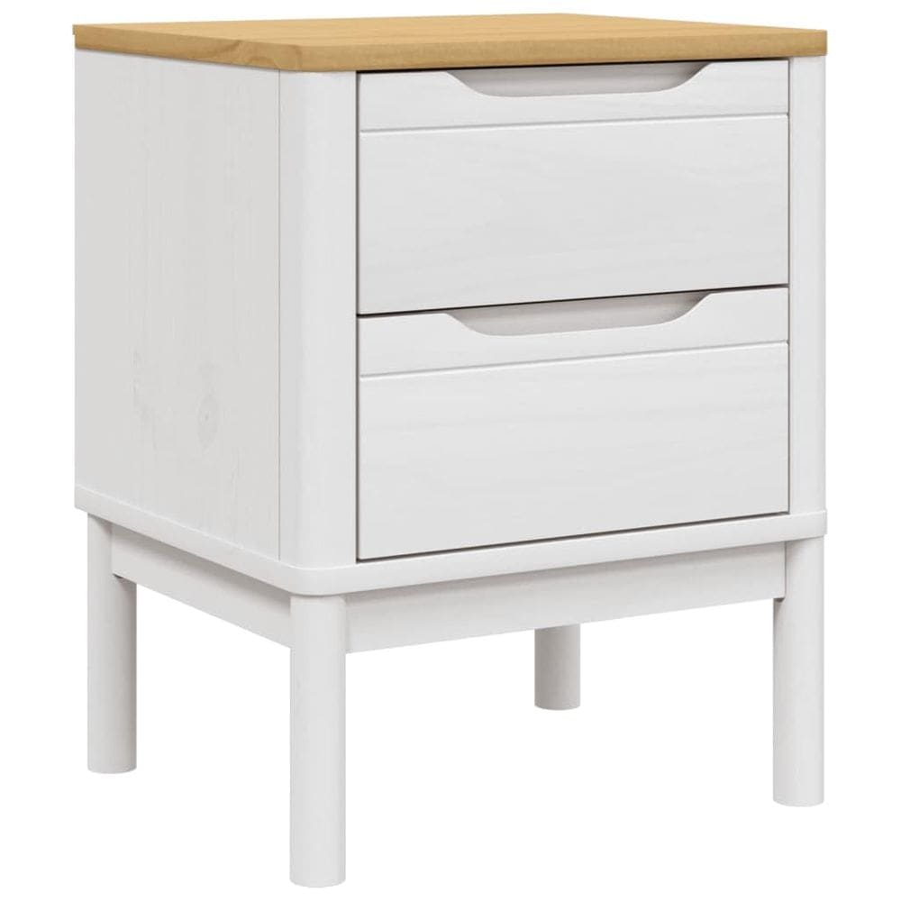 Armário de cabeceira vidaXL Floro White Solid Pine Wood 2 gavetas