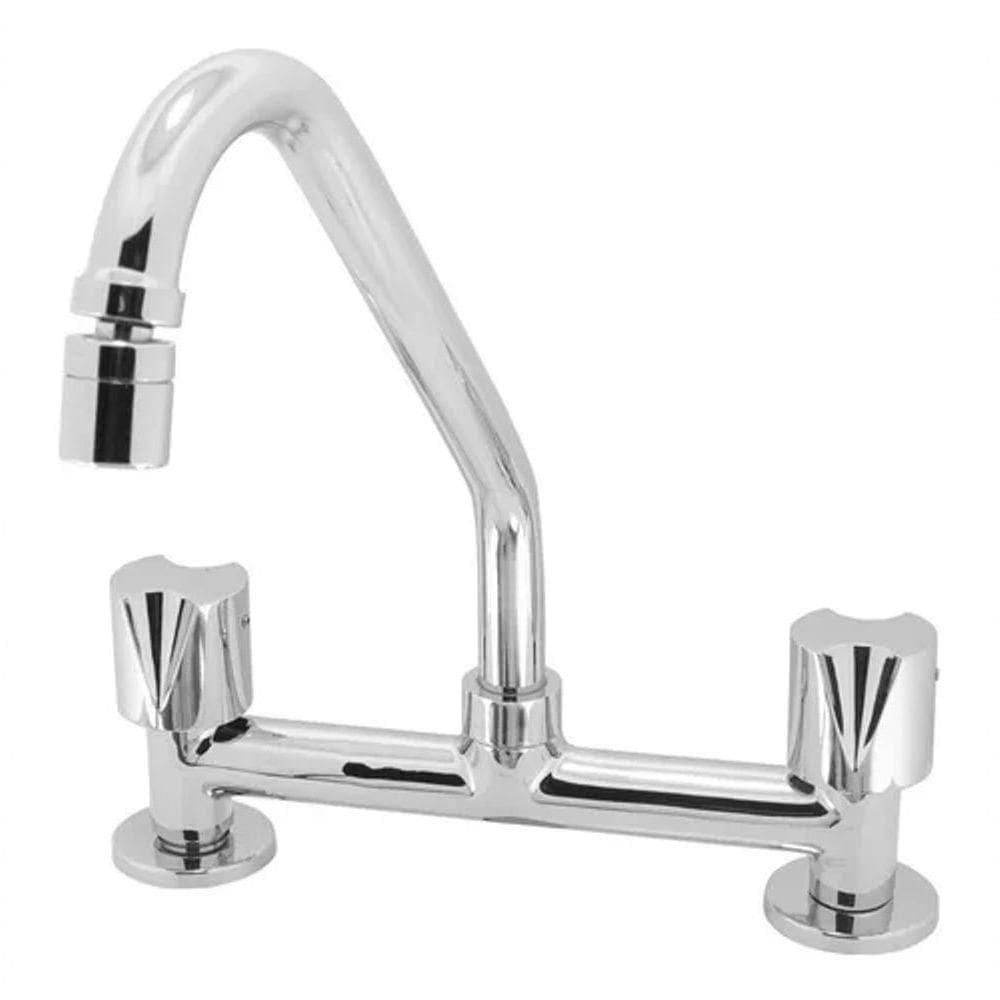 Torneira Misturador Cozinha Mesa Articulável Cromado 1/4 De Volta