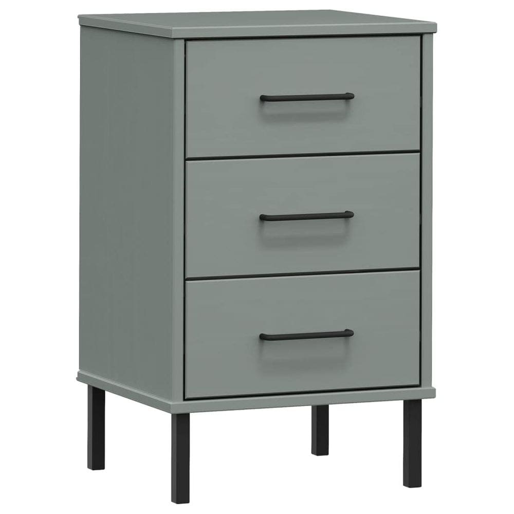 Mesa de cabeceira vidaXL Oslo cinza de madeira maciça de pinho com 3 gavetas