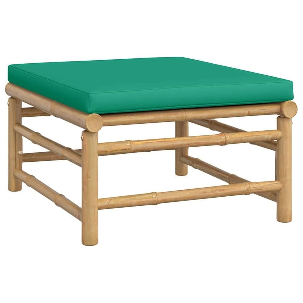 Sofá de pátio vidaXL Bamboo com almofadas verdes, durável